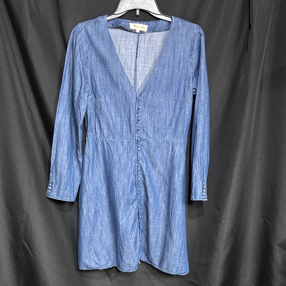 Madewell Blue Long Sleeve Button-Down Dress
